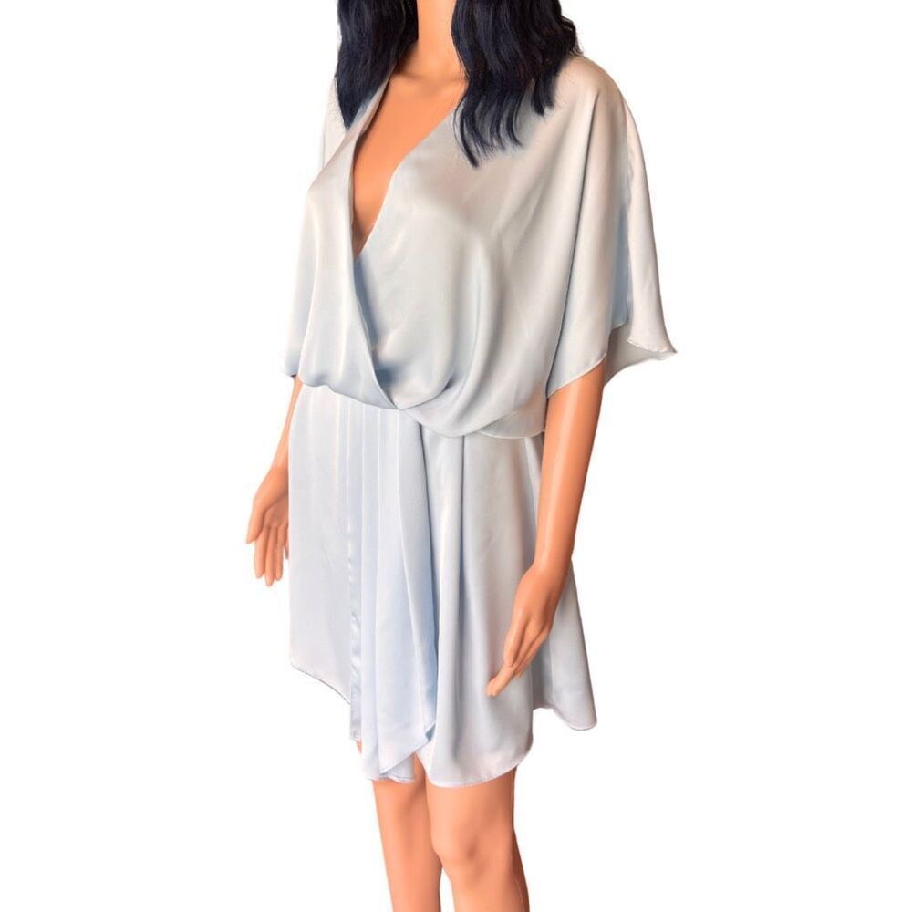 Ramy Brook Lillie Mini Dress Large NWOT Crystal Blue Pleated Pastel Boho Party - Picture 6 of 7